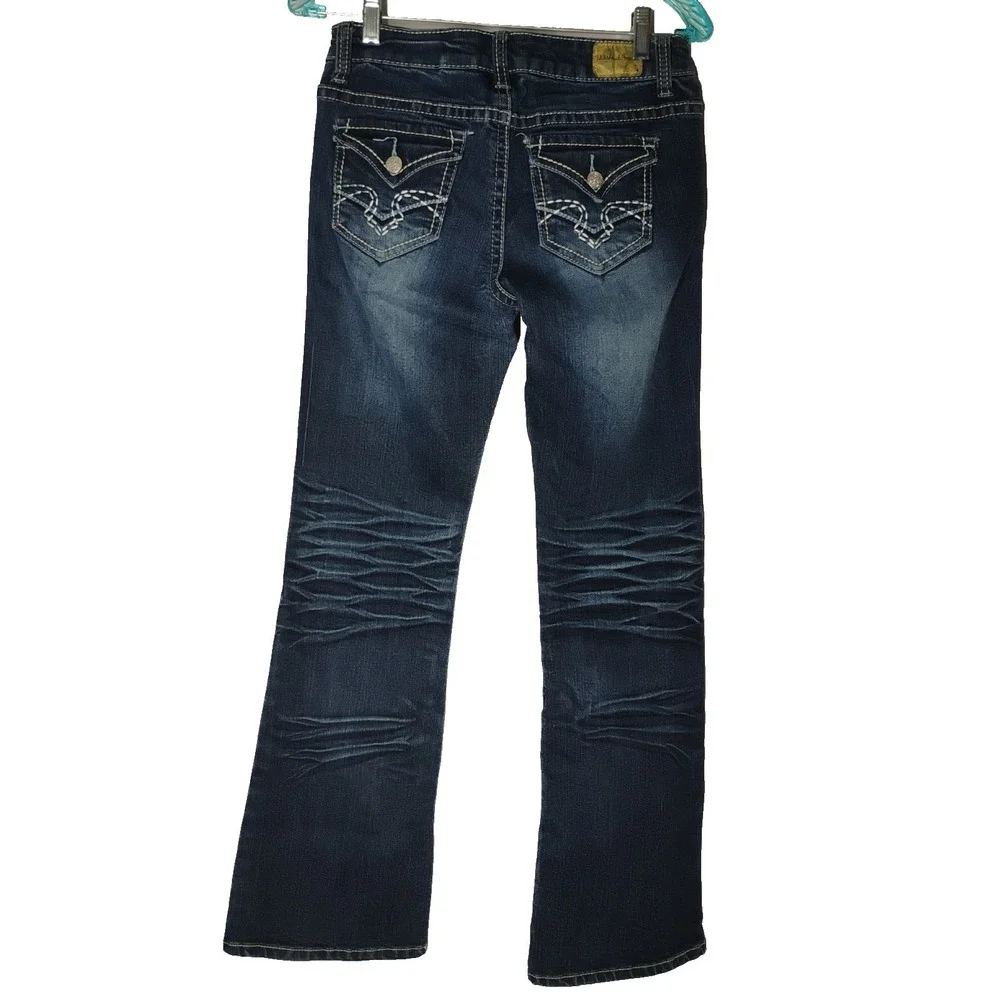 Wishful‎ Park Womens Juniors 9 (28x31) Bella Boot Cut Whiskared Blue Jeans